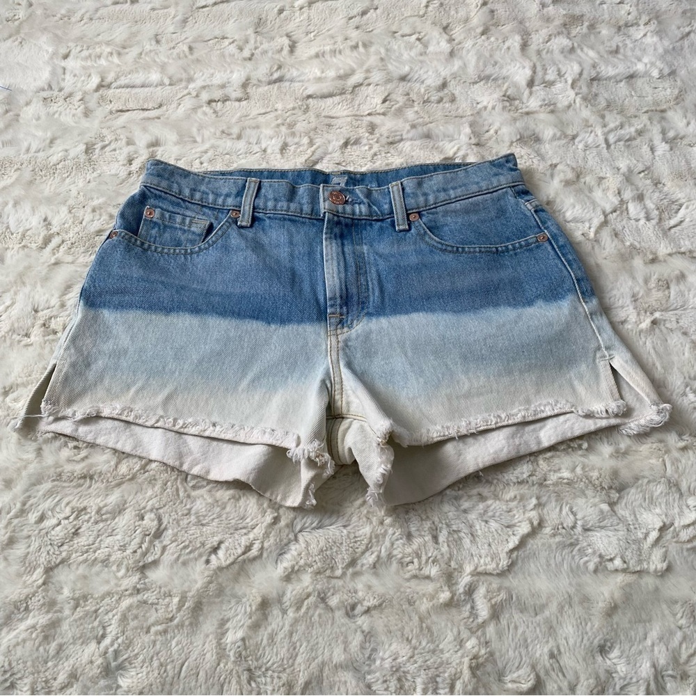 7 for all Mankind Women's Size 27 Blue Ombre Cut Off Denim Shorts